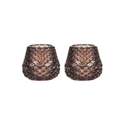 CHRISTIANIA 1739 Telysholder Furu Glass 6,5cm Brun 2pk